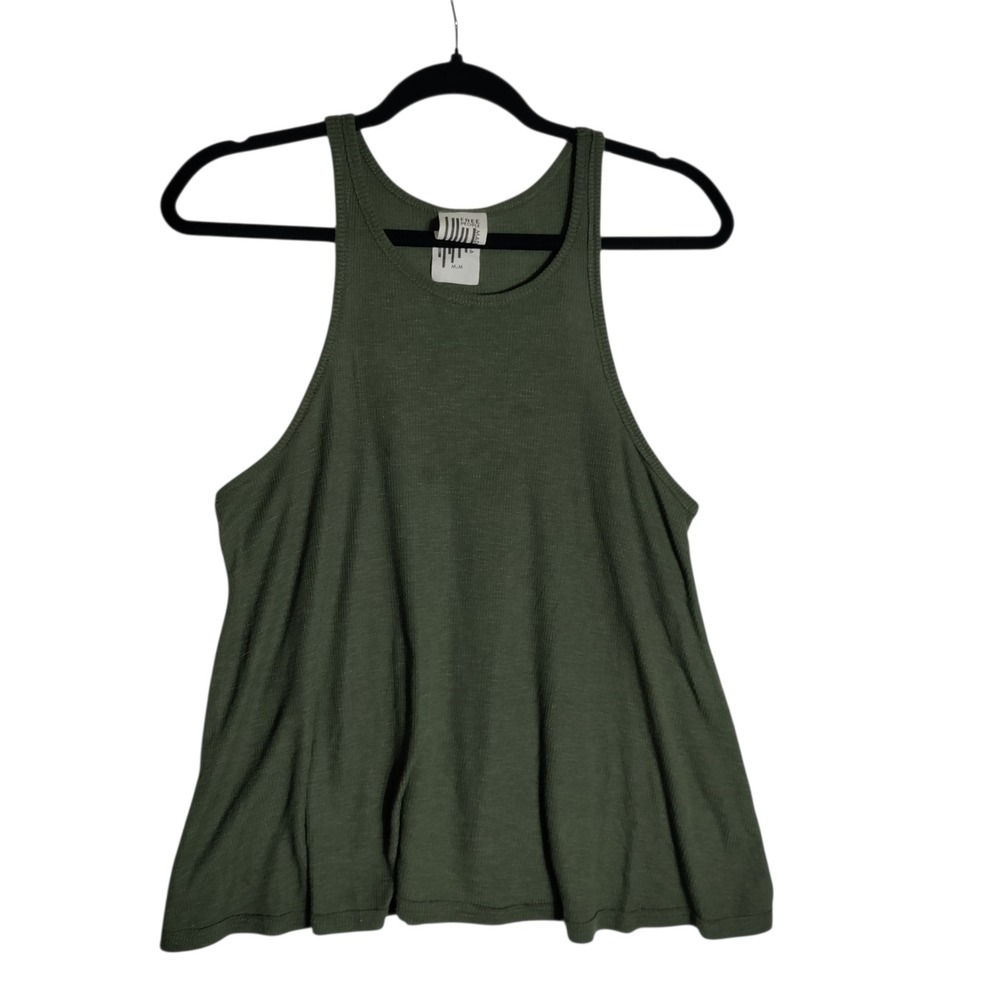 Free People We The Free Long Beach Tank Top Olive Green Ribbed Racerback Medium